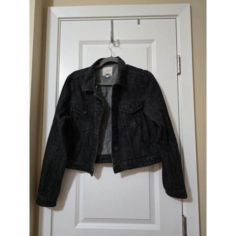 People Black Denim Jacket Size L